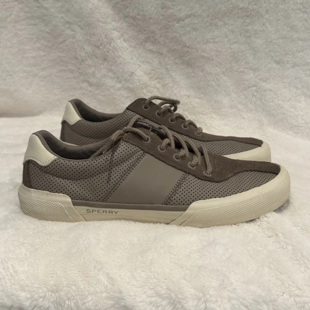 Sperry Seacycled Soletide Men's Size 9.5 Taupe Boat Shoes STS24159 Tan Preppy